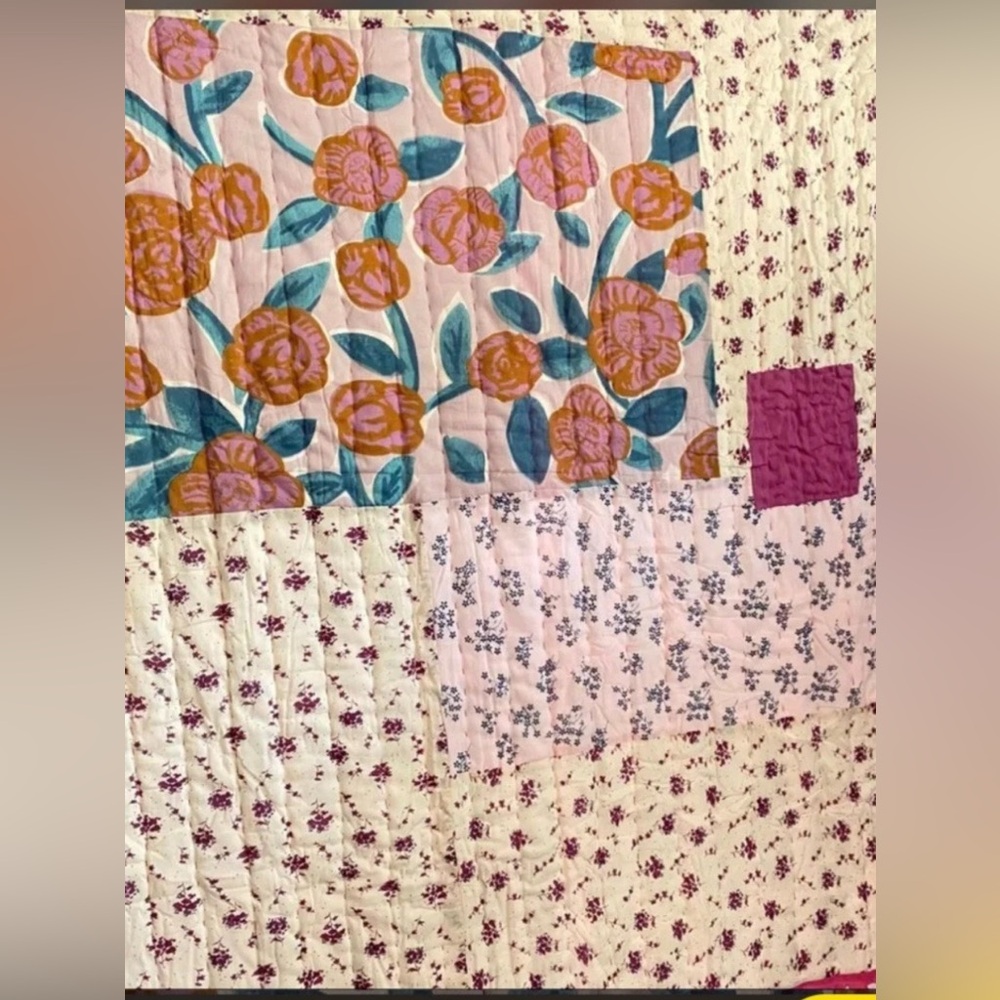 Anthropologie Marina (Marvele) Patchwork Bed Blanket Quilt - Cottage Vibe 60x80